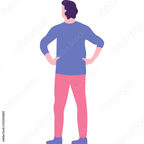 Man standing back side vector icon on white