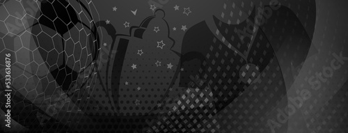 Abstract background on a football theme with big ball and other soccer symbols in black and gray colors