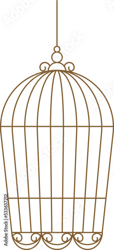 Retro metal birdcage flat illustration