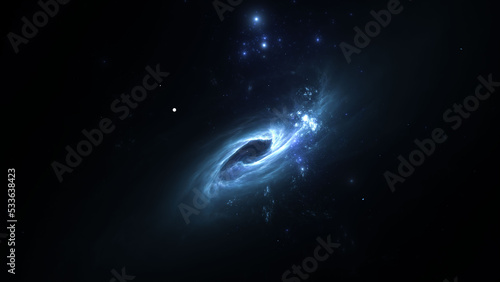 Outer space, stars, planets and galaxies in the universe. The light of distant stars billions of years ago. 3d illustration