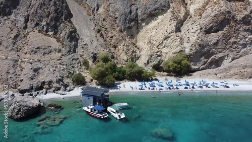 Plage de Glyka Nera, Sweet water beach, Loutro, Chora Sfakion, Sfakia, Crète, Grèce, Europe photo