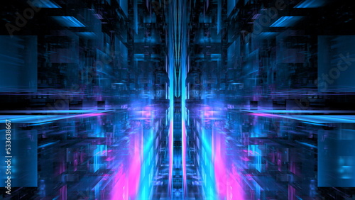 Luminous technological abstract background. Digital technologies  cloud computing  digital future. 3d illustration