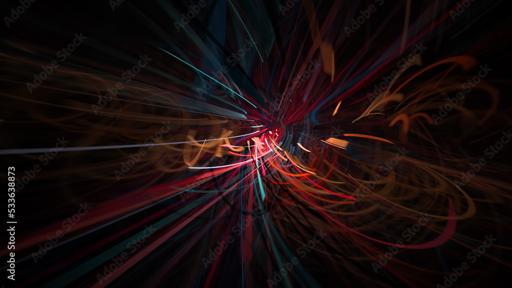 Digital abstract background. Cloud technologies, big data computing, glowing elements. 3d illustration Digital abstract background. Cloud technologies, big data computing, glowing elements. 3d illustration