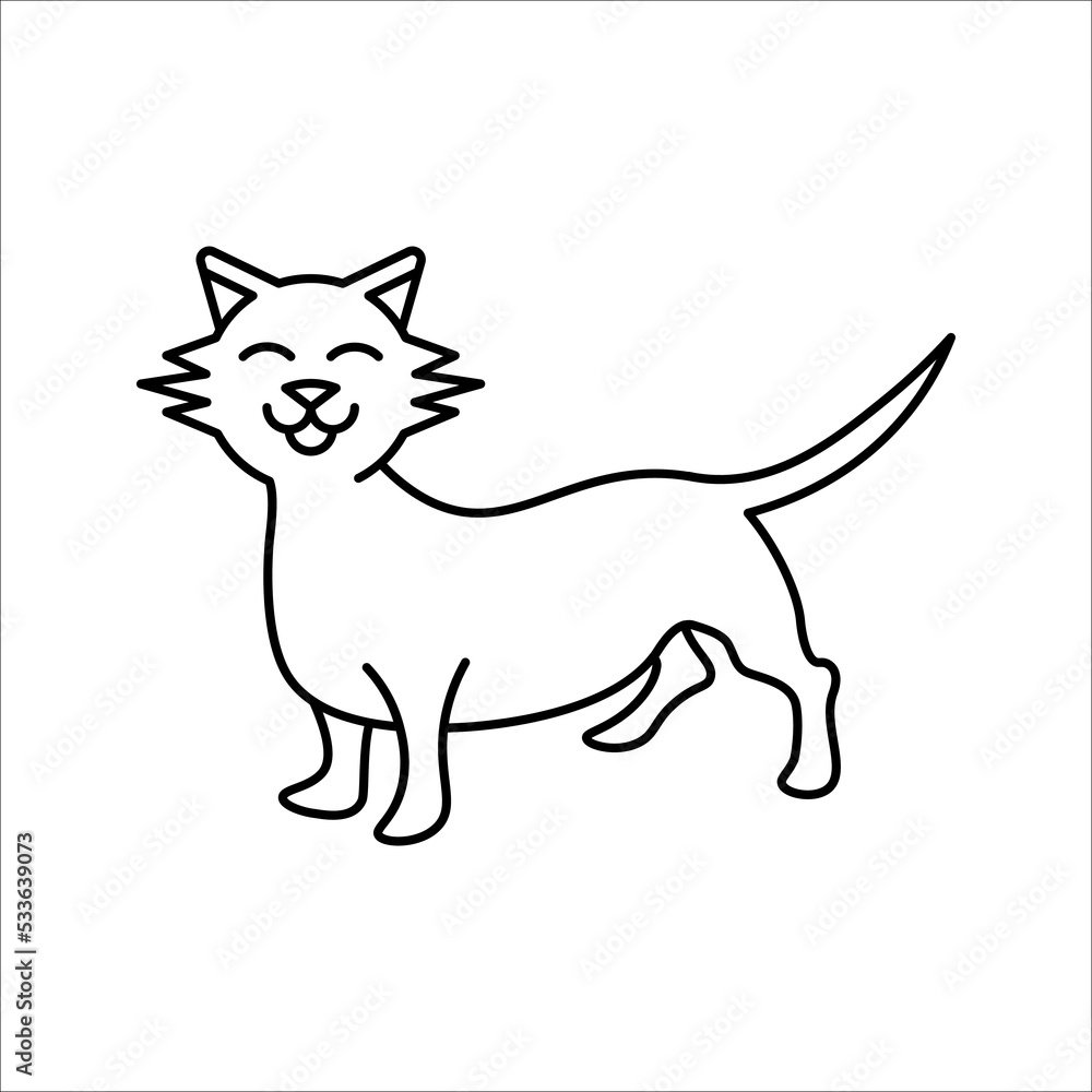 Cat icon. Cat silhouette symbol. Linear style sign for mobile concept and web design. House animals symbol logo vector illustration on white background.