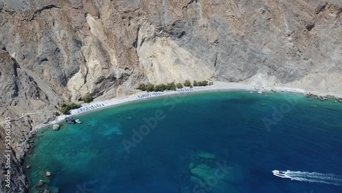 Plage de Glyka Nera, Sweet water beach, Loutro, Chora Sfakion, Sfakia, Crète, Grèce, Europe photo