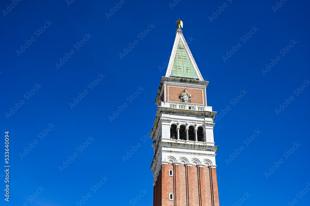 Venice, Italy Bell tower on main square. St Mark's Campanile. St. Mark's Square or Piazza San Marco 