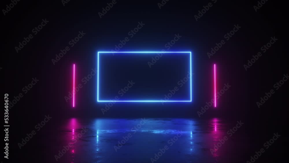 Rectangular Neon Flickering Frame Backdrop Rectangular Neon Flickering Frame Backdrop