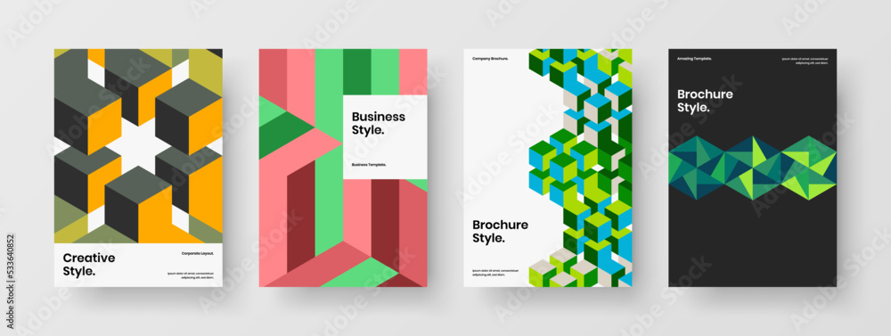 Creative geometric pattern booklet concept bundle. Unique journal cover design vector layout collection.