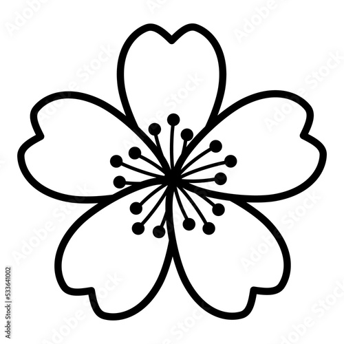 Cherry blossom flower outline illustration