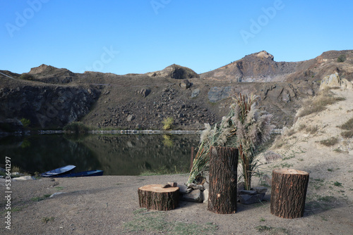 iacobdeal lake turcoaia tulcea romania and three trunks symbolising one second and third prize photo