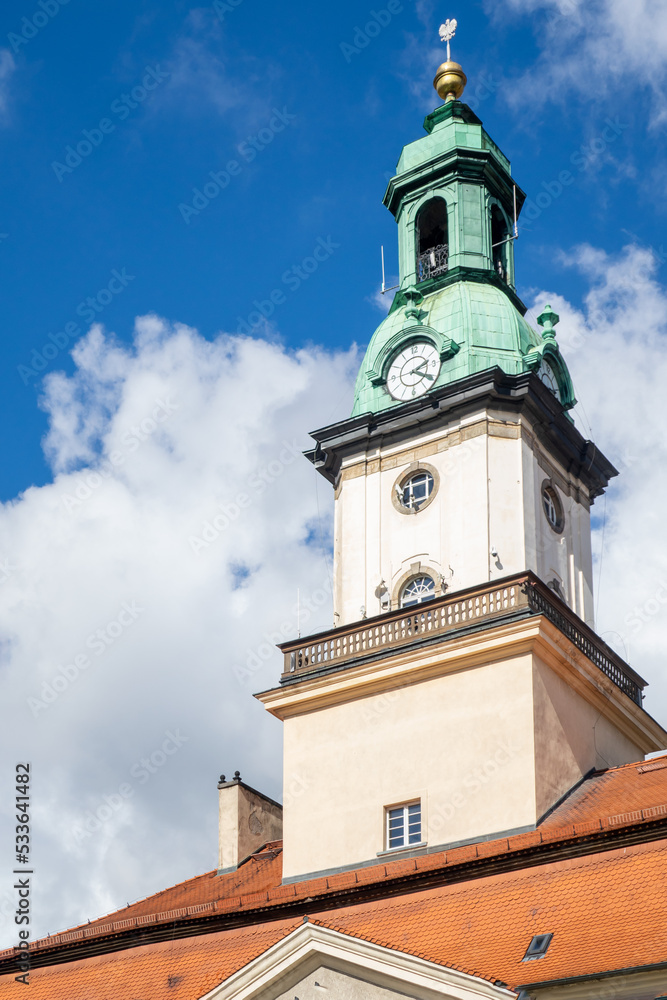 Town tower with clock and bell