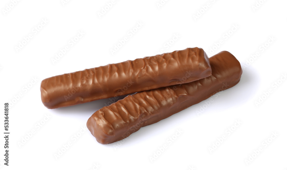 Two chocolate bars isolated on white background with clipping path Two chocolate bars isolated on white background with clipping path