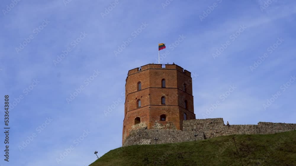 Center frame Gemidimas castle Vilnius. Low angle, god like. Center frame Gemidimas castle Vilnius. Low angle, god like.