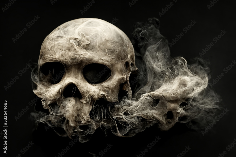 Abstract, surreal, creepy skull of smoke.Digital art Abstract, surreal, creepy skull of smoke.Digital art