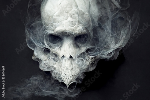 Abstract  surreal  creepy skull of smoke.Digital art