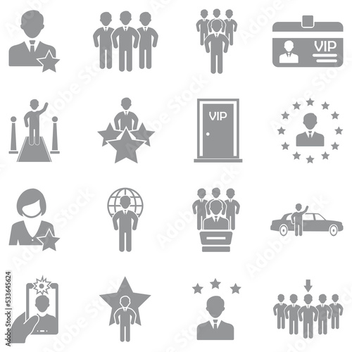 Reputation Icons. Gray Flat Design. Vector Illustration.