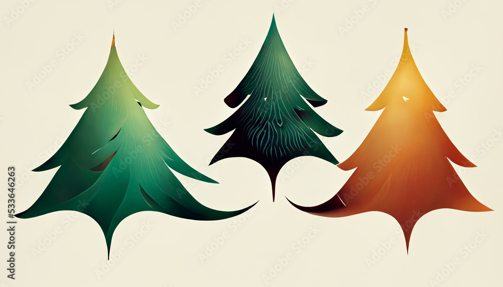 Obraz premium Christmas sparkling bright trees. Merry Christmas and Happy new year. Digital art