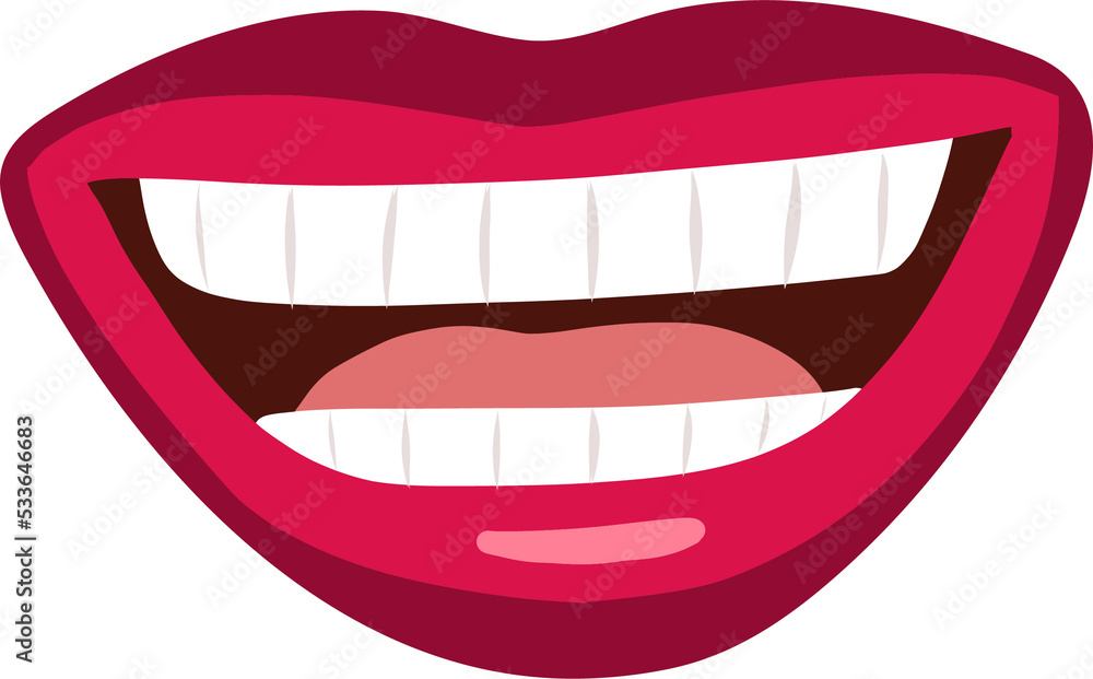 Fototapeta premium Female mouth expressions in comic style. Different emotions through lips. Mouth smiling.