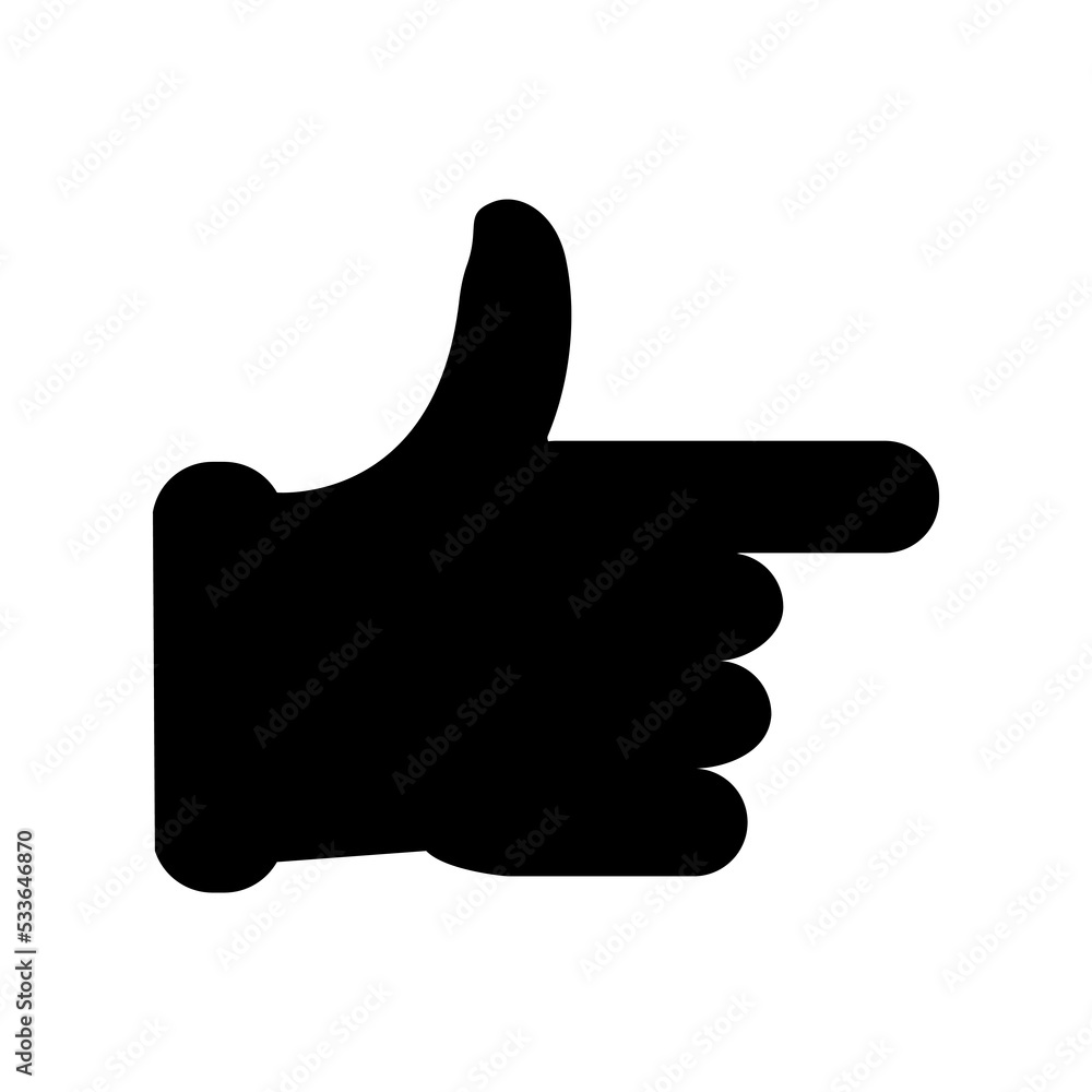 Hand pointing direction with index finger. Vector icon. Isolated illustration on white background. Hand pointing direction with index finger. Vector icon. Isolated illustration on white background.