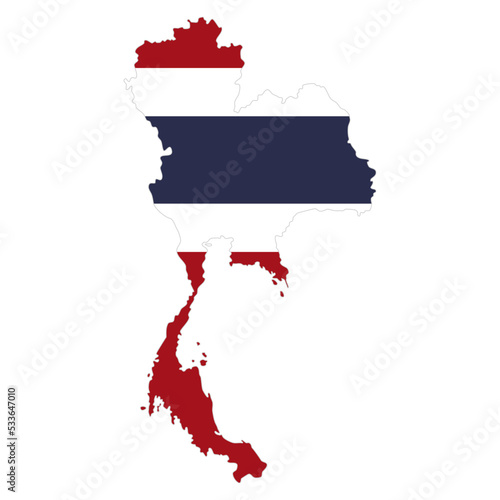 Thailand map and flag on the map, vector illustration