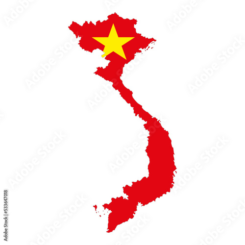 Vietnam map and flag on the map, vector illustration