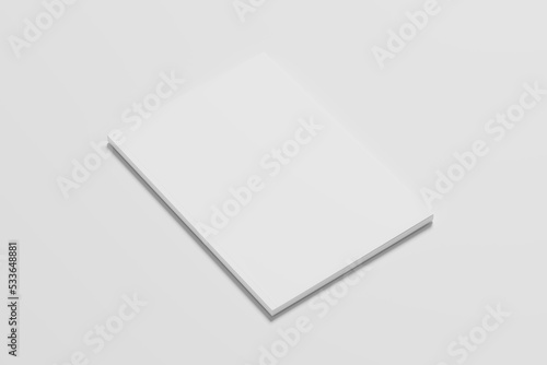 A4 A5 Magazine Brochure 3D Rendering White Blank Mockup photo