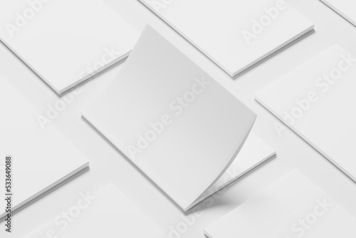 A4 A5 Magazine Brochure 3D Rendering White Blank Mockup
