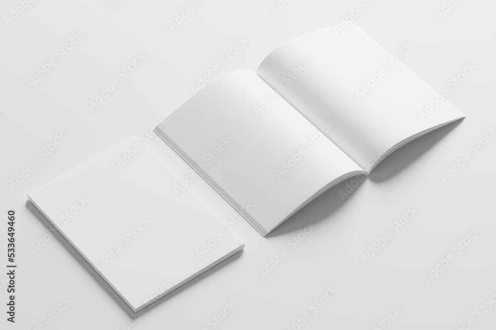 A4 A5 Magazine Brochure 3D Rendering White Blank Mockup A4 A5 Magazine Brochure 3D Rendering White Blank Mockup