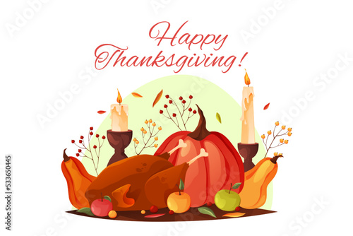 Greeting card for Thanksgiving day, festive banner