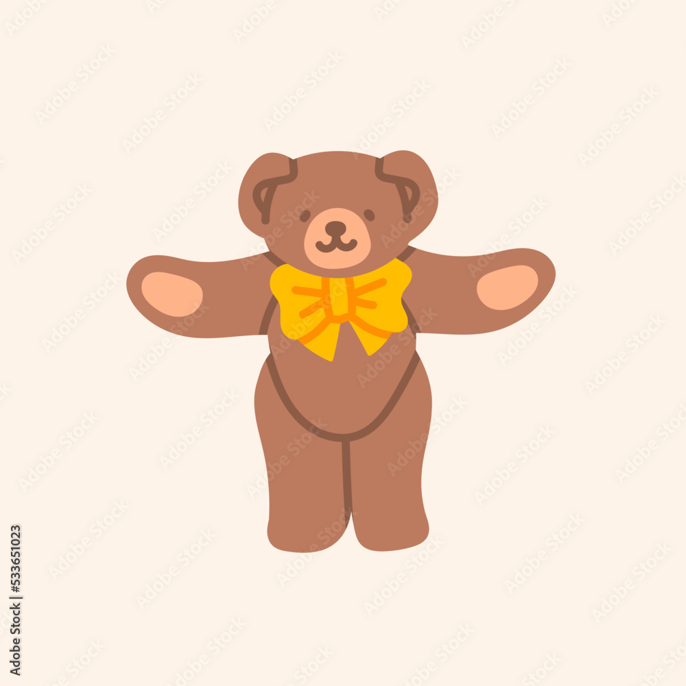 Obraz premium Cute hugging Teddy Bear. Bear hug. Funny character. Valentines day, love, romance, toy, gift concept. Cartoon style. Hand drawn colorful Vector illustration. Greeting card, print, design template