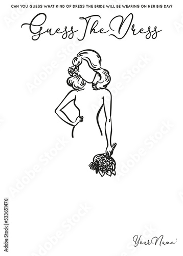 Silhouette of a slim woman, illustration for drawing your creative fashion ideas or bridal game vector. Guess the dress game photo