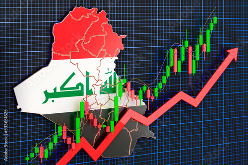 Tableau sur toile Economic growth in Iraq, uptrend market, concept. 3D rendering