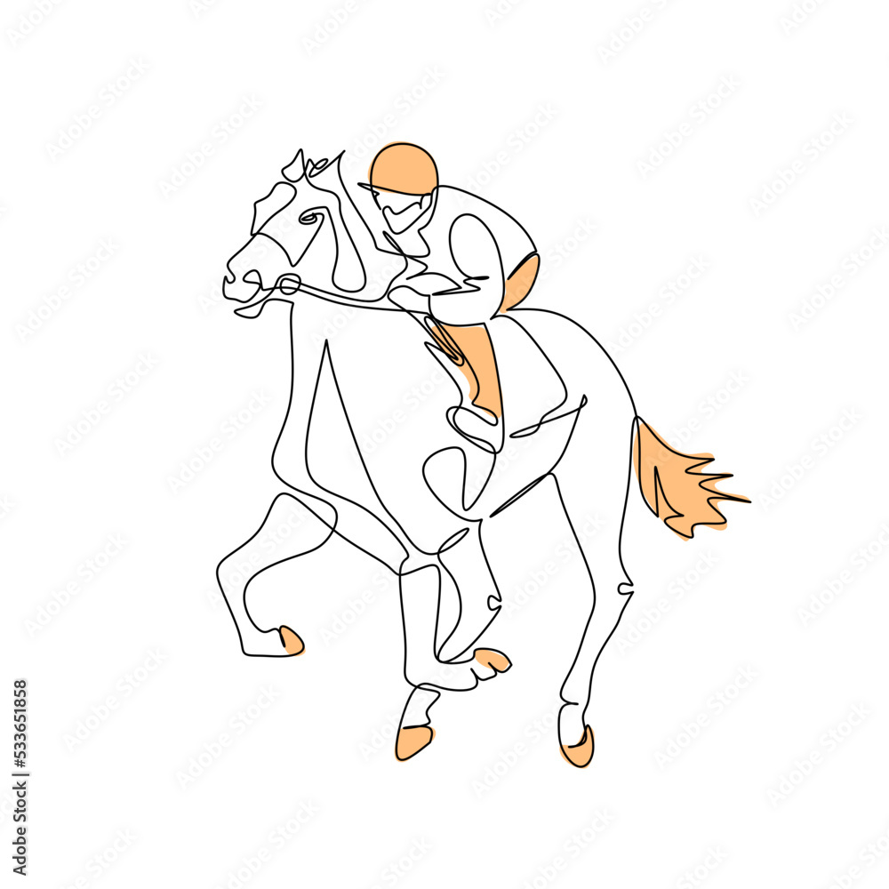 Vector illustration of a jockey on a horse