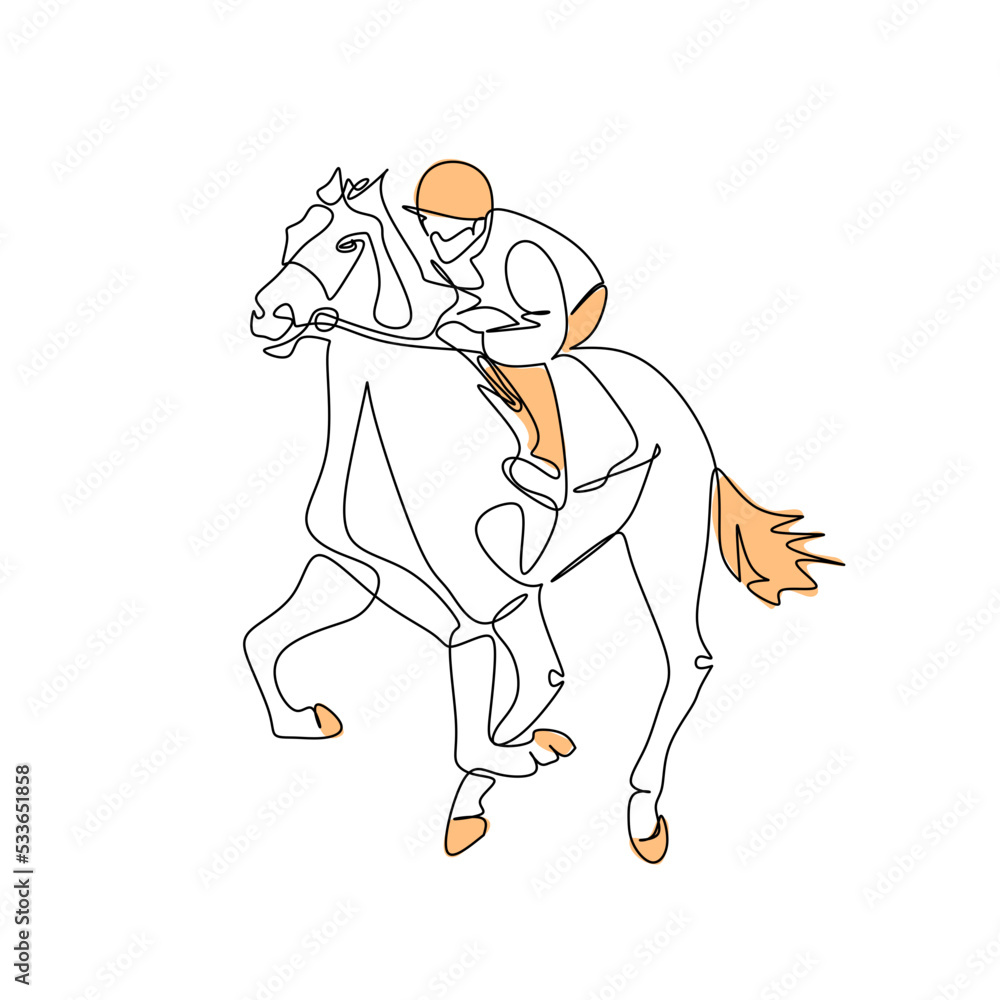 Vector illustration of a jockey on a horse Vector illustration of a jockey on a horse