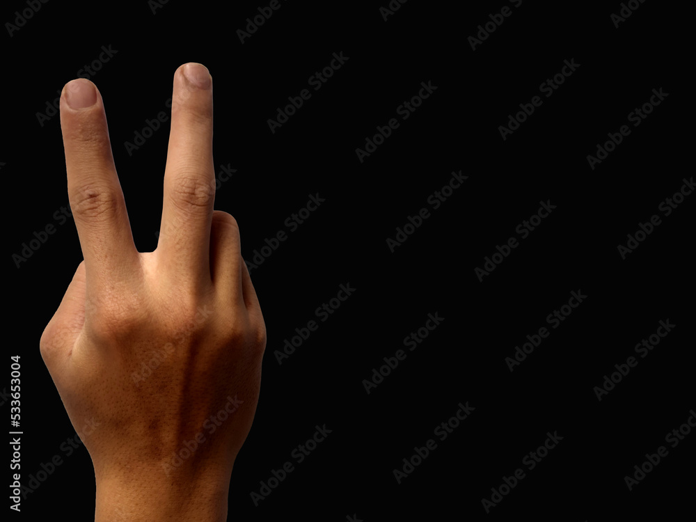 Hand gesture on black background Hand gesture on black background