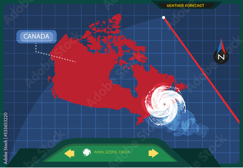 Canada Storm detected concept. Editable Clip Art.