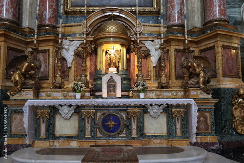Ornate Altar at the Santi Ambrogio e Carlo al Corso Basilica in Rome  Italy