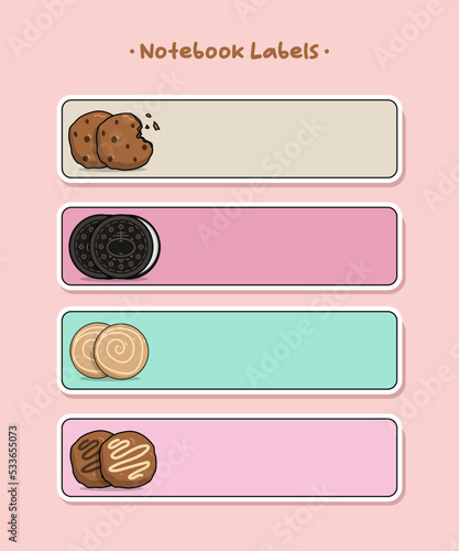 notebook label pack, cute icon cookies illustration #07
