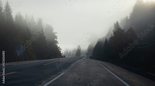 Early autumn morning fog on Highway 60 in Algonquin Park, Canada © Jim Cumming