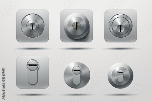 door locks in set isolated on white