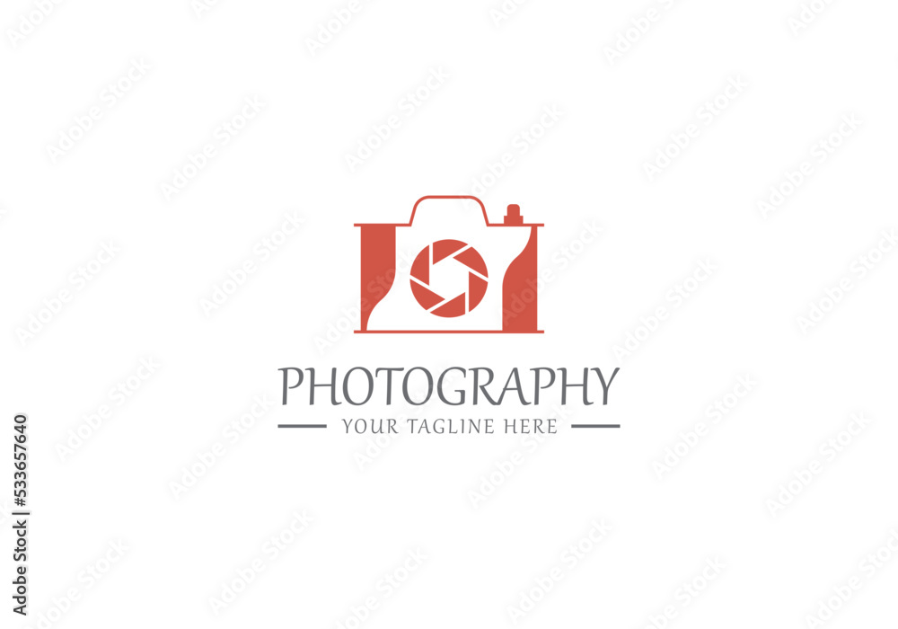 Linear logo of the camera photographer. Abstract symbol for a photo Studio in a simple minimalistic style. Vector logo template for wedding photographer