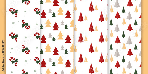 Set of seamless Christmas and New Year patterns. Concept of christmas and new year.