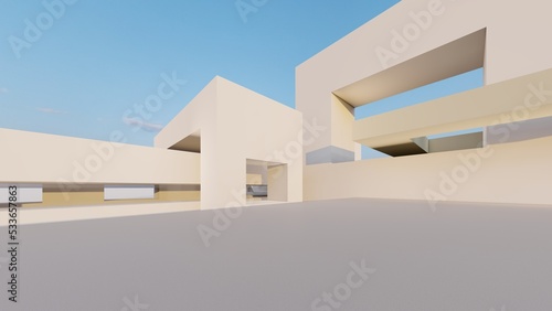 3d rendering architecture background building geometric shape