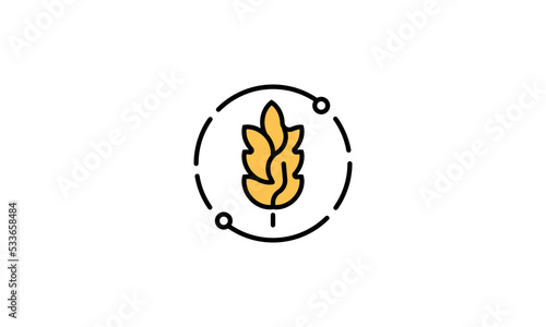 Vector nature farm wheat ears icon template. Outline whole grain symbol illustration. Gluten free design concept. Agriculture farm oat cycle sign