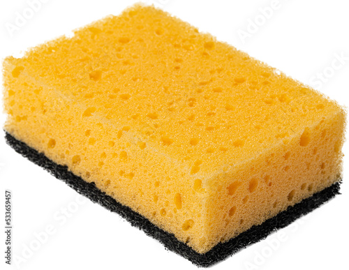 Sponge for dish cleaning isolated on white background, close up