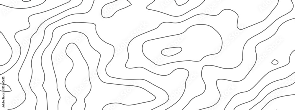 Black and white wave abstract topographic map contour, lines Pattern background. Topographic map and landscape terrain texture grid. Wavy banner and color geometric form.