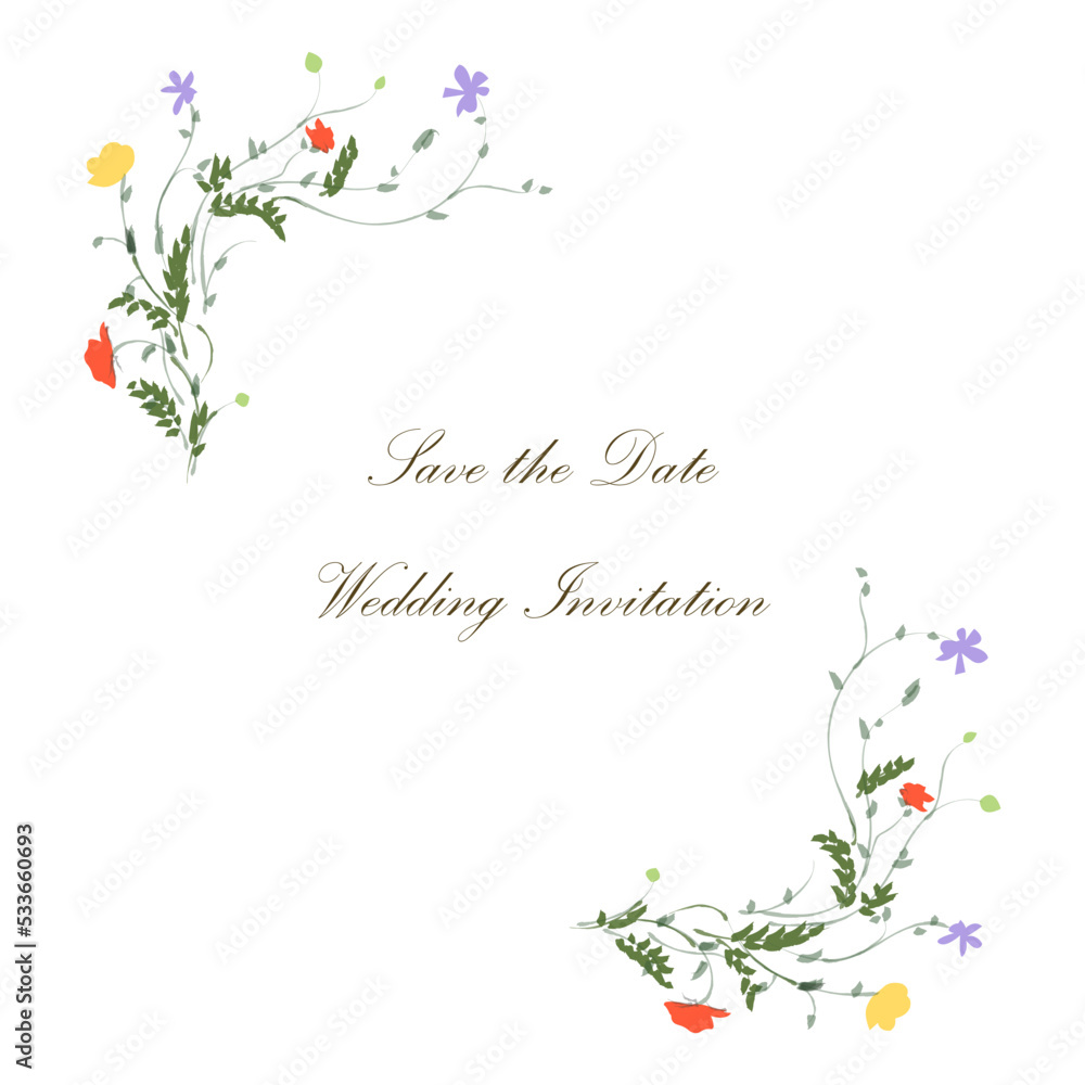 Invitation or greeting card design decorated with flowers frame