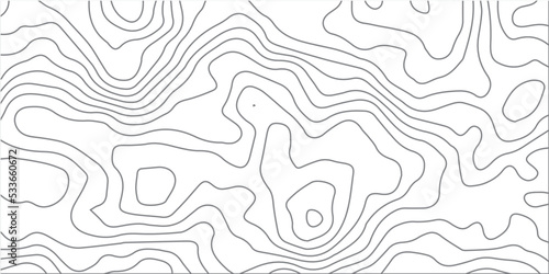 Black and white wave abstract topographic map contour, lines Pattern background. Topographic map and landscape terrain texture grid. Wavy banner and color geometric form.