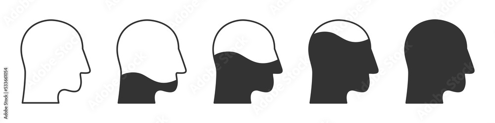 Human head icons set. Silhouette of the profile. Vector illustration. Human head icons set. Silhouette of the profile. Vector illustration.