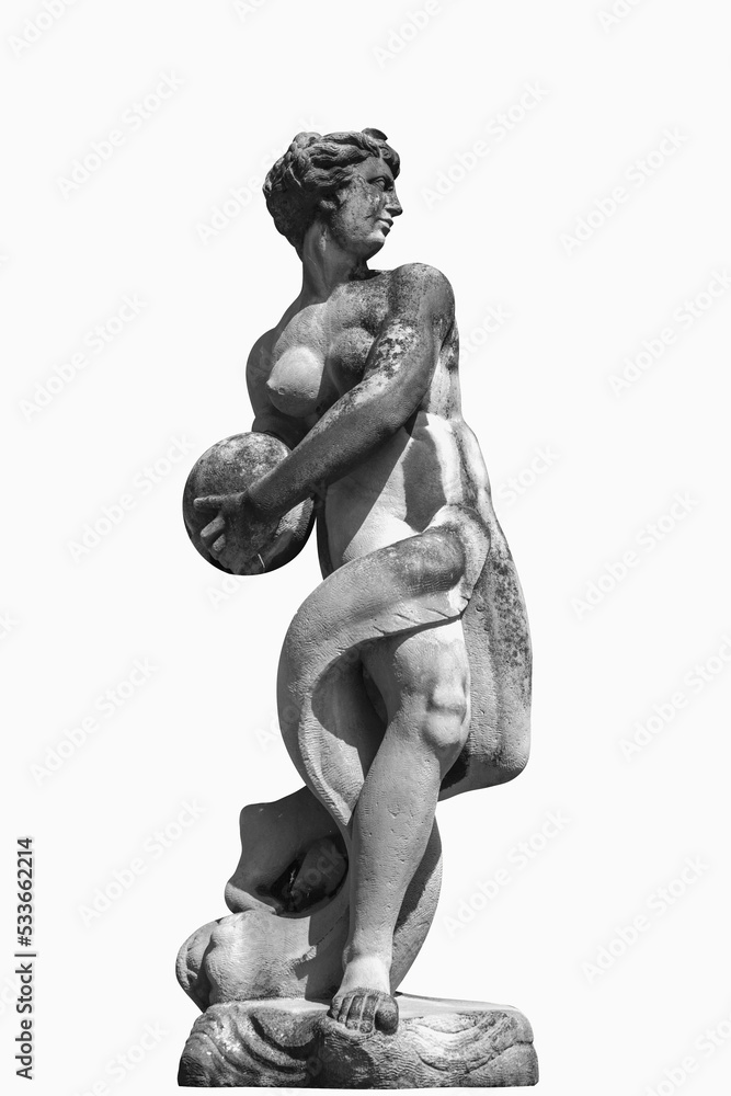 Goddess of earth Gaia (Geae). Antique stone statue of Gaia holding planet Earth in her hands as symbol of protecting and care of planet Earth. Goddess of earth Gaia (Geae). Antique stone statue of Gaia holding planet Earth in her hands as symbol of protecting and care of planet Earth.